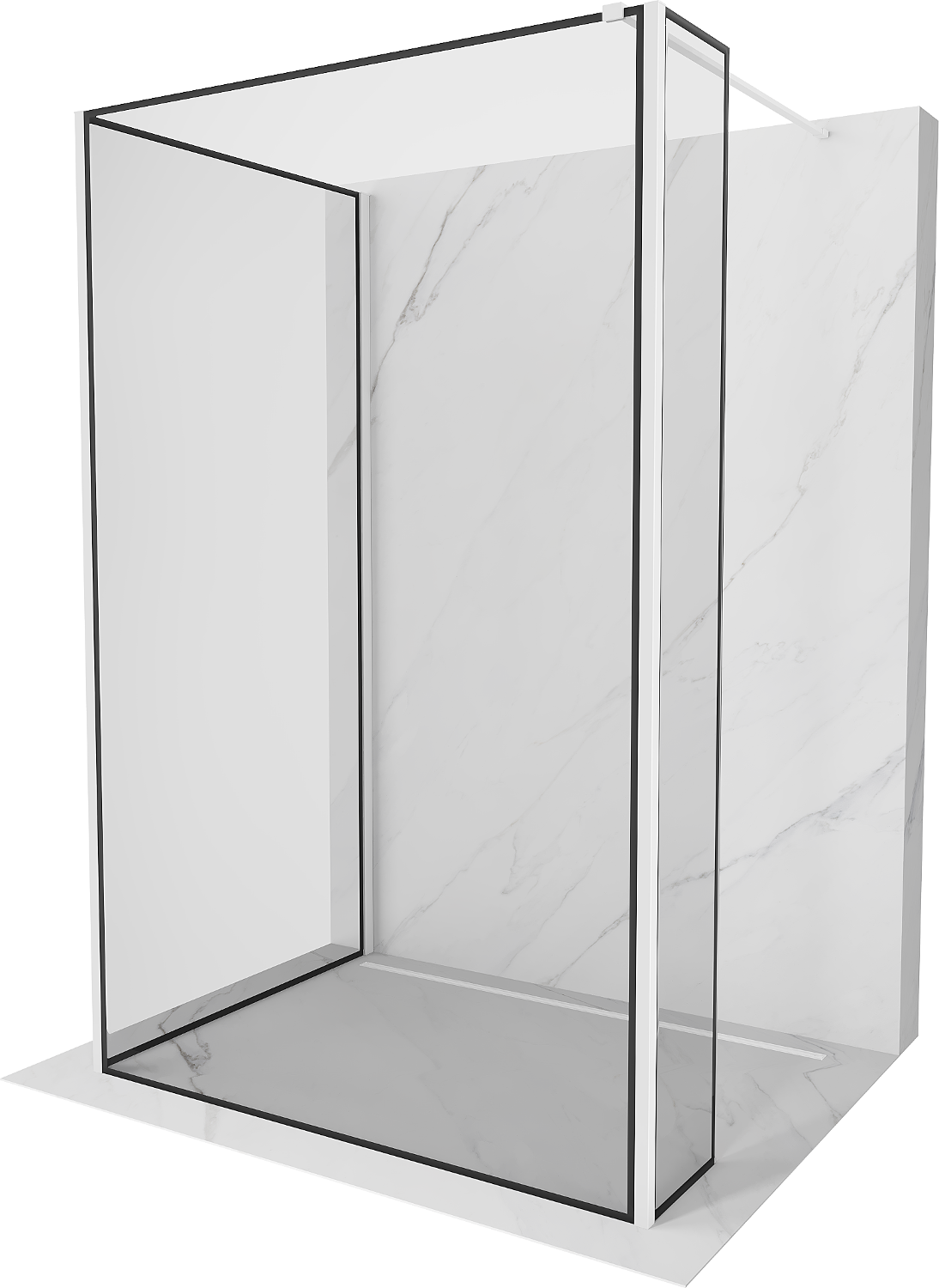 Mexen Kioto Walk-in zuhanyfal 140 x 80 x 30 cm, fekete minta, fehér - 800-140-080-221-20-70-030