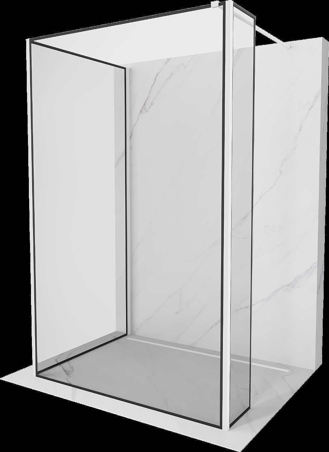 Mexen Kioto Walk-in zuhanyfal 90 x 90 x 30 cm, fekete mintával, fehér - 800-090-090-221-20-70-030