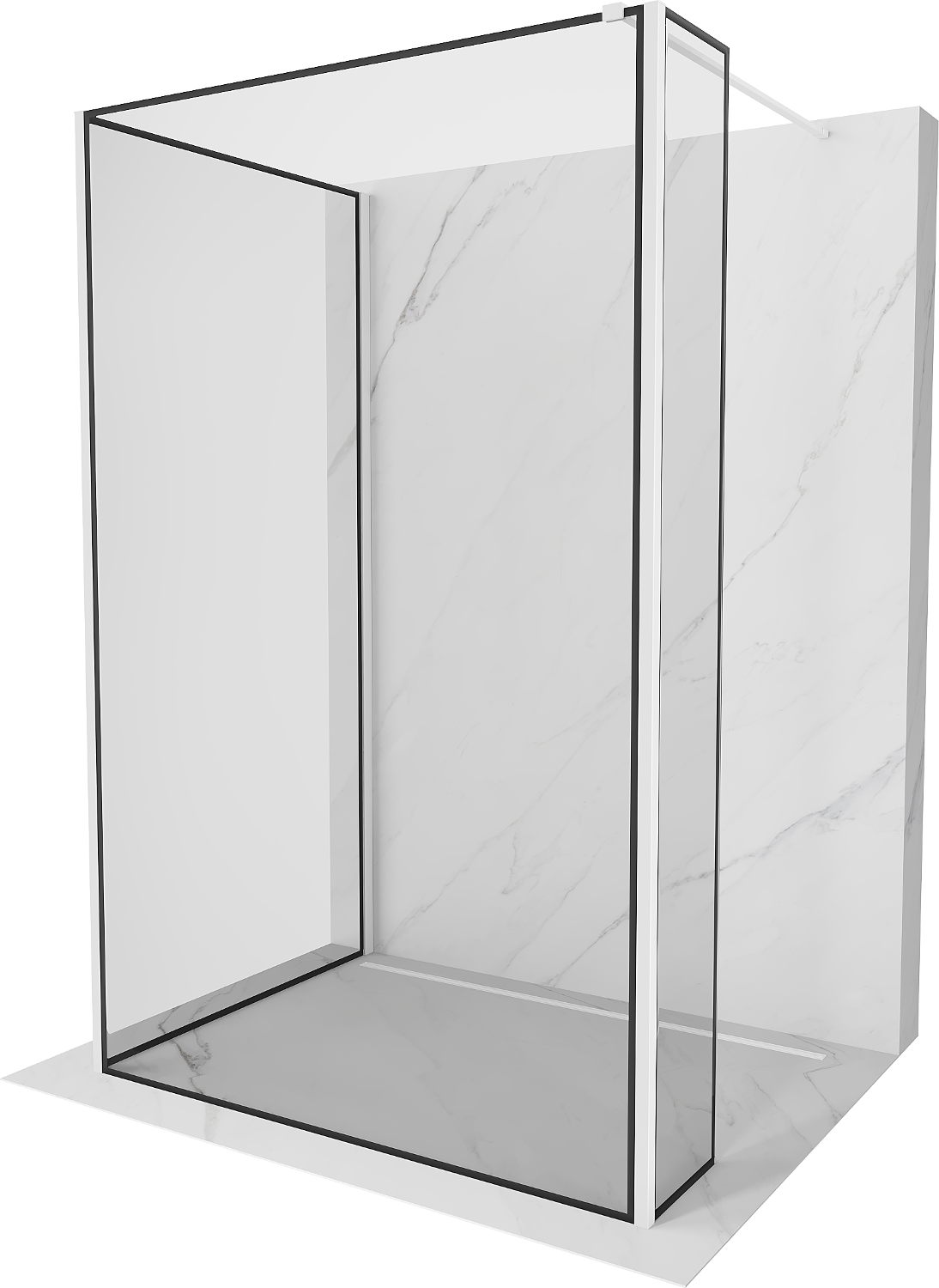 Mexen Kioto Walk-in zuhanyfal 130 x 80 x 40 cm, fekete minta, fehér - 800-130-080-221-20-70-040