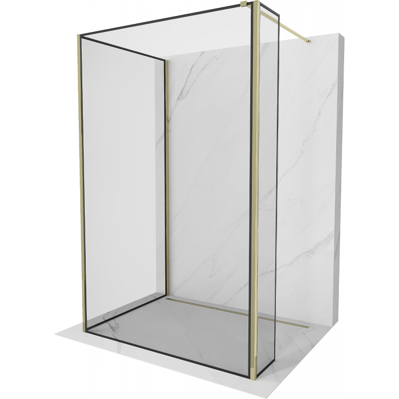 Mexen Kioto Walk-in zuhanyfal 90 x 80 x 30 cm, fekete minta, arany - 800-090-080-221-50-70-030