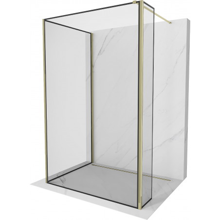 Mexen Kioto Walk-in zuhanyfal 100 x 80 x 30 cm, fekete mintás, arany - 800-100-080-221-50-70-030