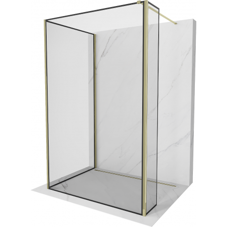 Mexen Kioto Walk-in zuhanyfal 130 x 90 x 40 cm, fekete minta, arany - 800-130-090-221-50-70-040