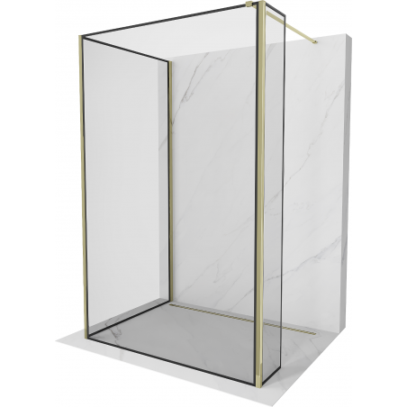 Mexen Kioto Walk-in zuhanyfal 120 x 120 x 40 cm, fekete mintás, arany - 800-120-120-221-50-70-040