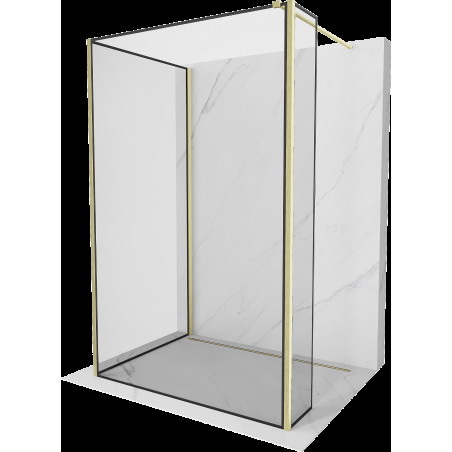 Mexen Kioto Walk-in zuhanyfal 120 x 80 x 30 cm, fekete minta, aranycsiszolt - 800-120-080-221-55-70-030