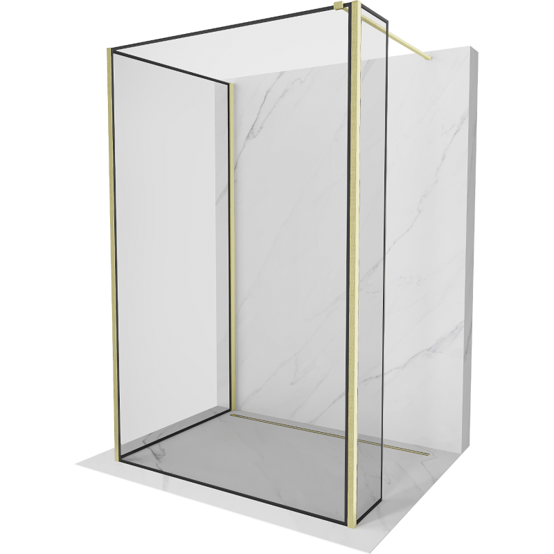 Mexen Kioto Walk-in zuhanyfal 100 x 80 x 30 cm, fekete mintás, arany csiszolt - 800-100-080-221-55-70-030