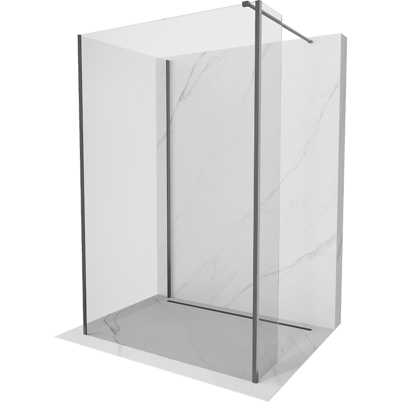 Mexen Kioto Walk-in zuhanyfal 125 x 90 x 30 cm, áttetsző, porfésűzött fegyver szürke - 800-125-090-221-66-00-030