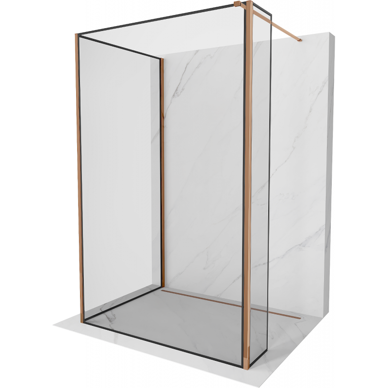 Mexen Kioto Walk-in zuhanyfal 100 x 80 x 30 cm, fekete minta, rose gold - 800-100-080-221-60-70-030