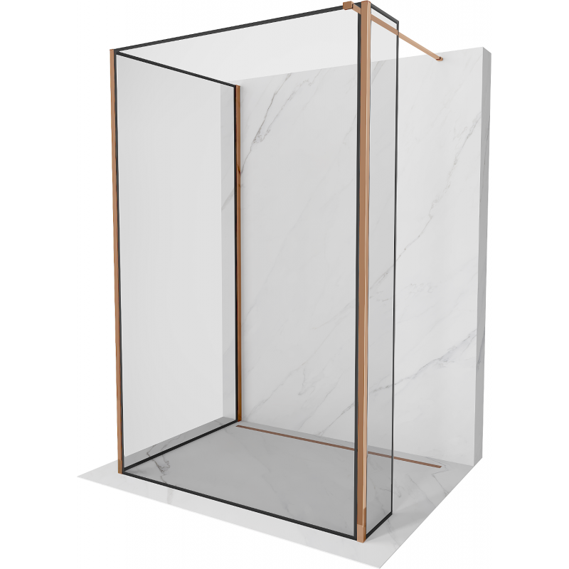 Mexen Kioto Walk-in zuhanyfal 90 x 80 x 30 cm, fekete mintás, rózsaszín arany - 800-090-080-221-60-70-030