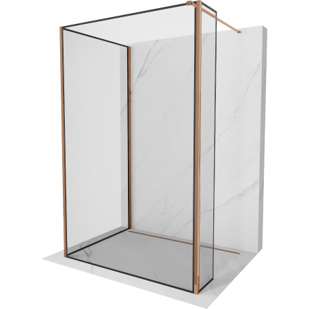 Mexen Kioto Walk-in zuhanyfal 120 x 120 x 40 cm, fekete mintával, rózsaszín arannyal - 800-120-120-221-60-70-040