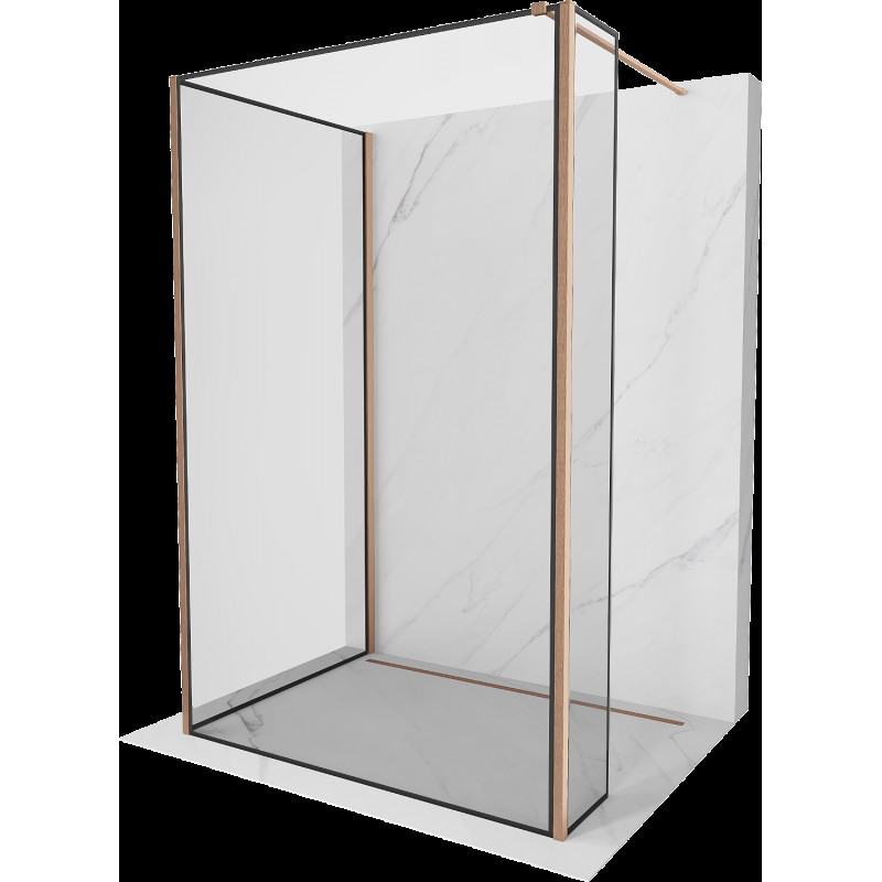 Mexen Kioto Walk-in zuhanyfal 120 x 90 x 30 cm, fekete minta, brushed réz - 800-120-090-221-65-70-030