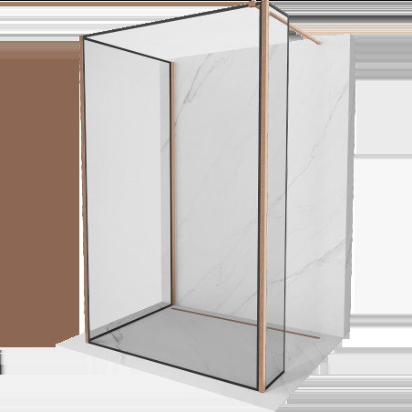 Mexen Kioto Walk-in zuhanyfal 90 x 90 x 30 cm, fekete minta, fényes réz - 800-090-090-221-65-70-030