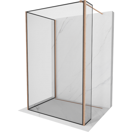 Mexen Kioto Walk-in zuhanyfal 140 x 110 x 30 cm, fekete mintás, kefélt réz - 800-140-110-221-65-70-030