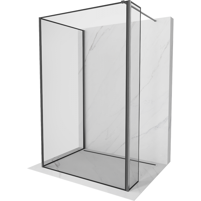 Mexen Kioto Walk-in zuhanyfal 100 x 90 x 30 cm, fekete minta, gun gray kefélt - 800-100-090-221-66-70-030