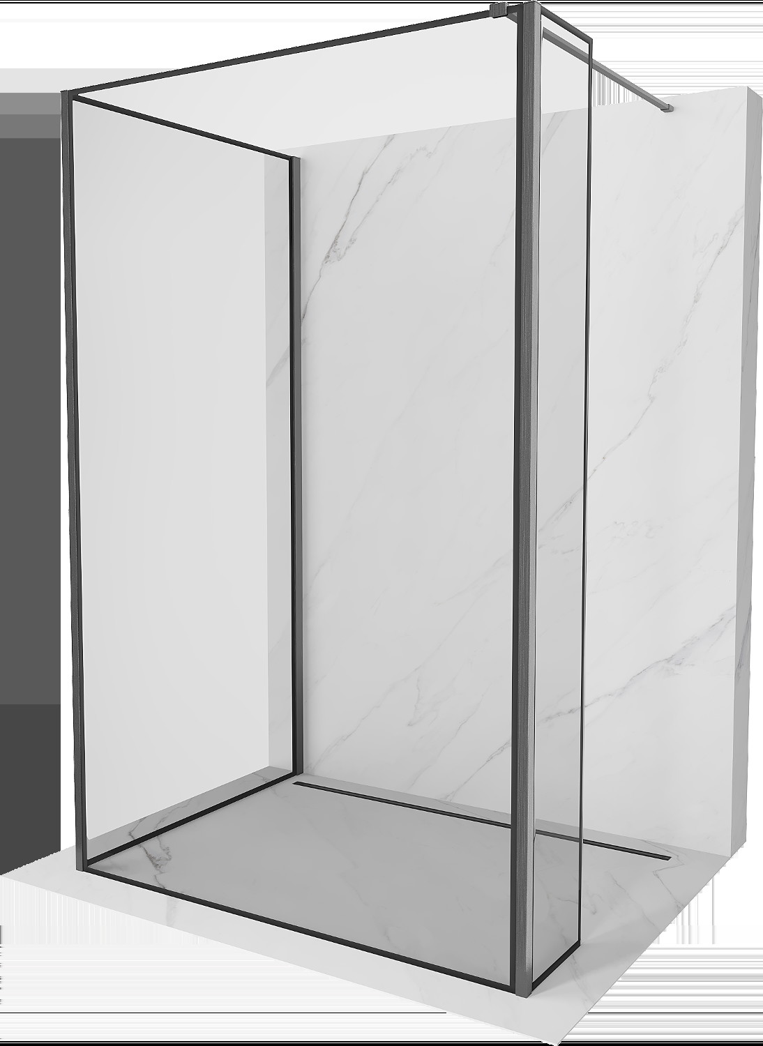 Mexen Kioto walk-in zuhanyfal 140 x 120 x 30 cm, fekete minta, gun gray csiszolt - 800-140-120-221-66-70-030