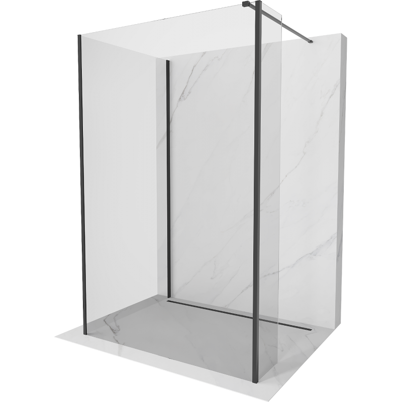 Mexen Kioto Walk-in zuhanyfal 135 x 90 x 30 cm, átlátszó, fekete - 800-135-090-221-70-00-030