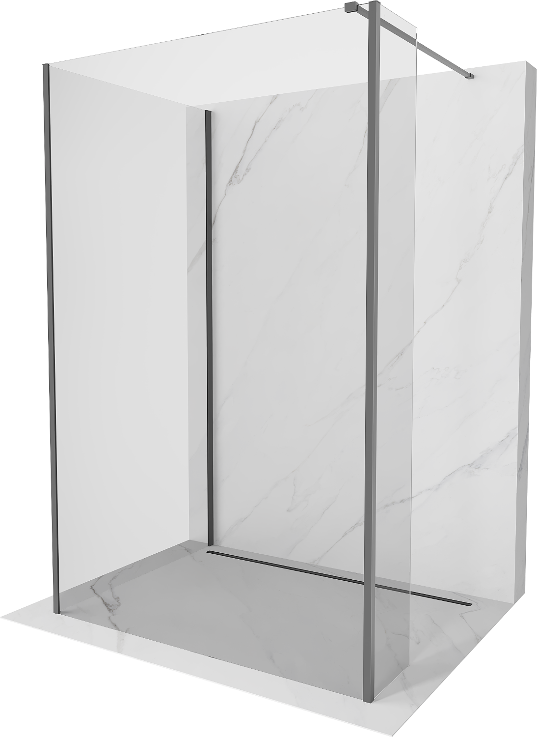 Mexen Kioto Walk-in zuhanyfal 130 x 85 x 30 cm, tiszta, gun metal - 800-130-085-221-95-00-030