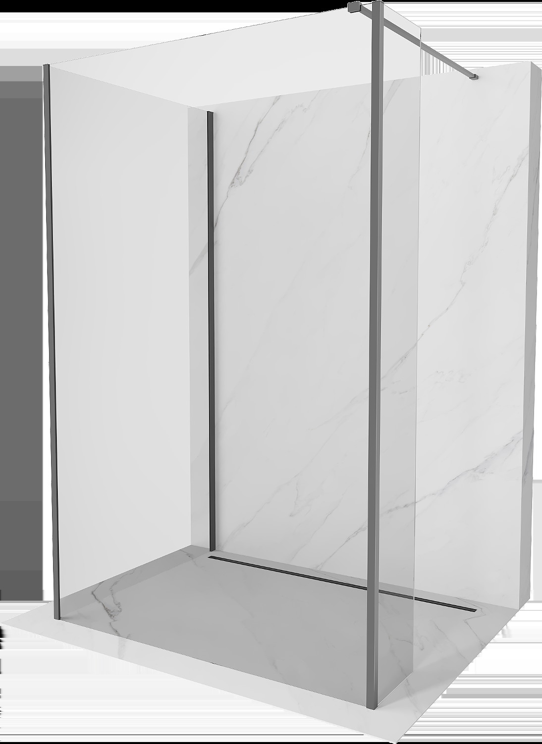 Mexen Kioto Walk-in zuhanyfal 120 x 85 x 30 cm, átlátszó, gun metal - 800-120-085-221-95-00-030