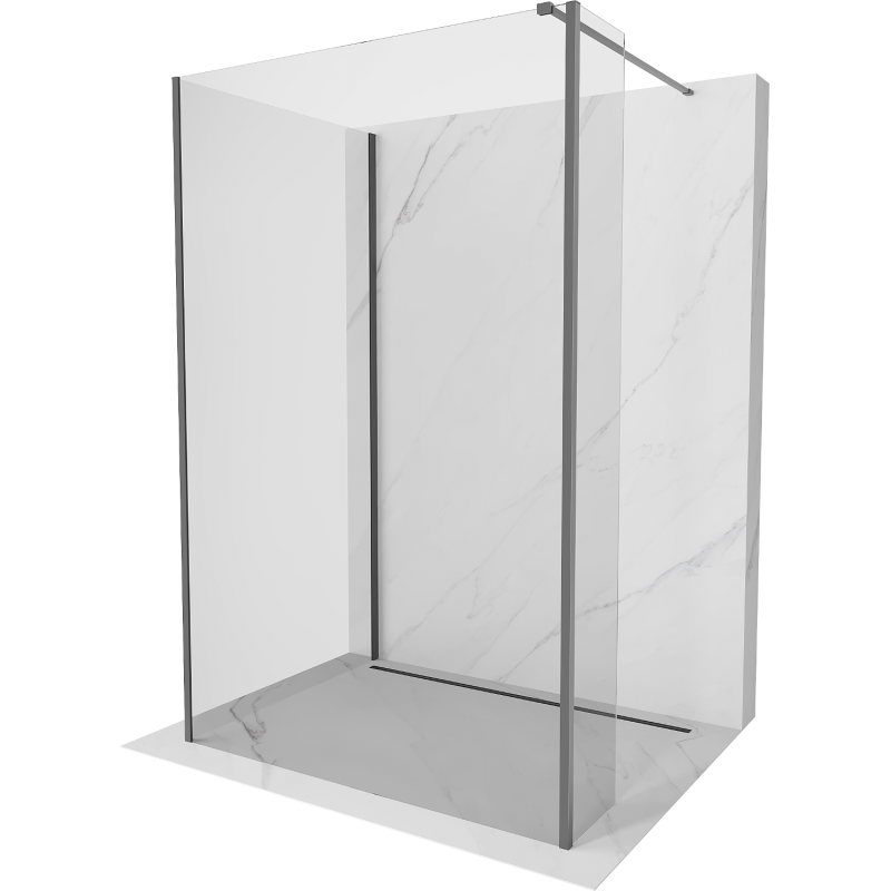 Mexen Kioto Walk-in zuhanyfal 125 x 110 x 30 cm, átlátszó, gun metal - 800-125-110-221-95-00-030