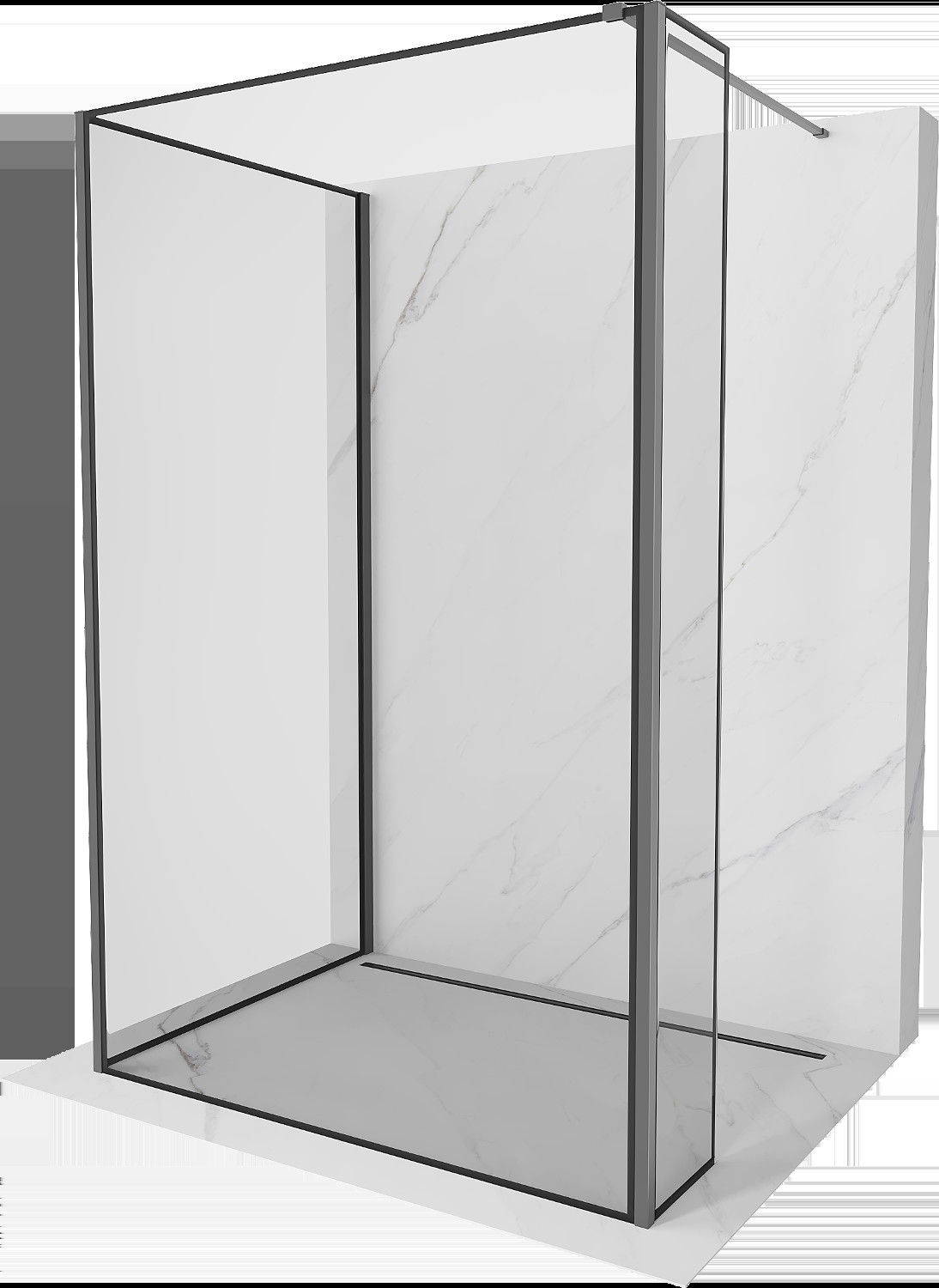 Mexen Kioto Walk-in zuhanyfal 110 x 100 x 30 cm, fekete minta, gun metal - 800-110-100-221-95-70-030