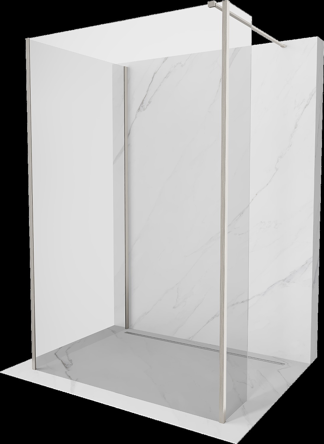 Mexen Kioto Walk-in zuhanyfal 125 x 80 x 30 cm, átlátszó, brushed nickel - 800-125-080-221-97-00-030