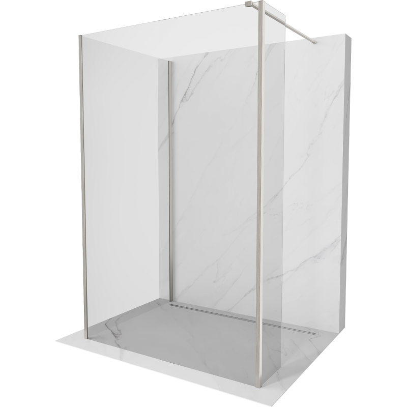 Mexen Kioto Walk-in zuhanyfal 140 x 80 x 30 cm, áttetsző, drótozott nikkel - 800-140-080-221-97-00-030