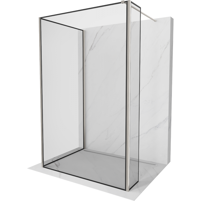 Mexen Kioto walk-in zuhanyfal 90 x 80 x 30 cm, fekete minta, kefélt nikkel - 800-090-080-221-97-70-030