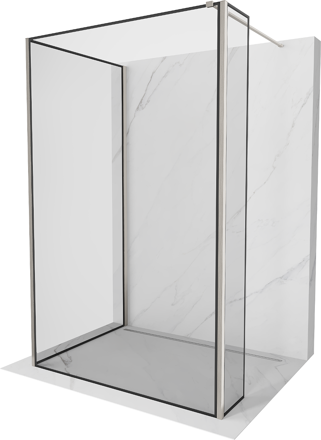 Mexen Kioto walk-in zuhanyfal 90 x 80 x 30 cm, fekete minta, kefélt nikkel - 800-090-080-221-97-70-030