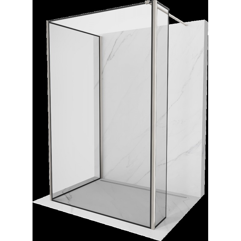 Mexen Kioto Walk-in zuhanyfal 120 x 80 x 30 cm, fekete minta, kefélt nikkel - 800-120-080-221-97-70-030