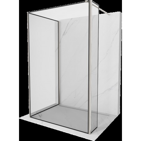 Mexen Kioto Walk-in zuhanyfal 120 x 90 x 30 cm, fekete minta, kefélt nikkel - 800-120-090-221-97-70-030