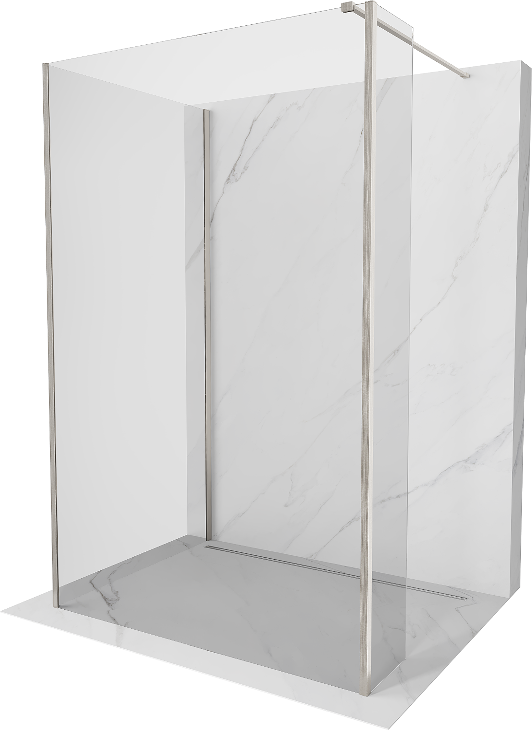 Mexen Kioto Walk-in zuhanyfal 125 x 120 x 30 cm, átlátszó, kefélt nikkel - 800-125-120-221-97-00-030