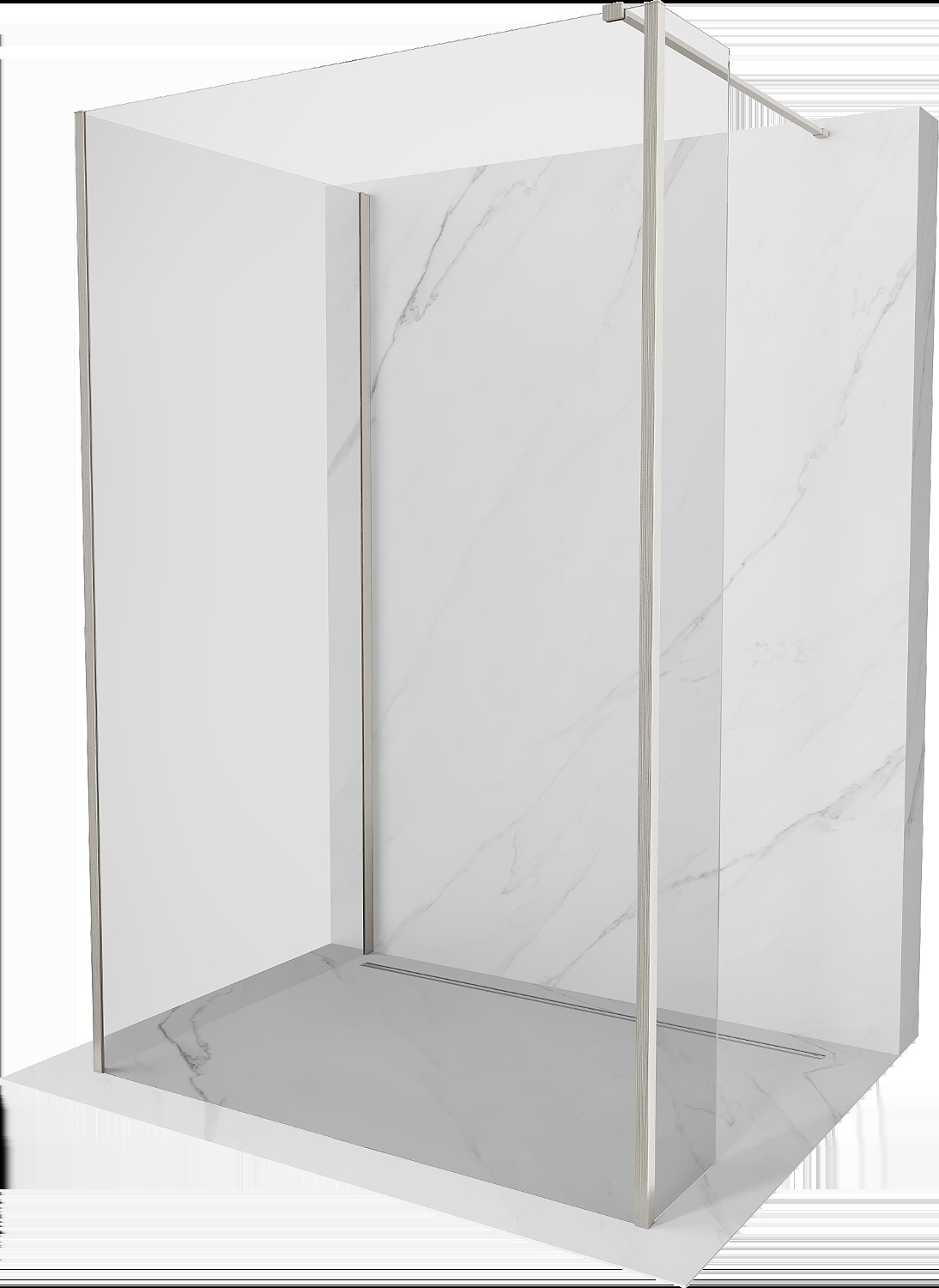 Mexen Kioto Walk-in zuhanyfal 130 x 70 x 40 cm, átlátszó, kefélt nikkel - 800-130-070-221-97-00-040