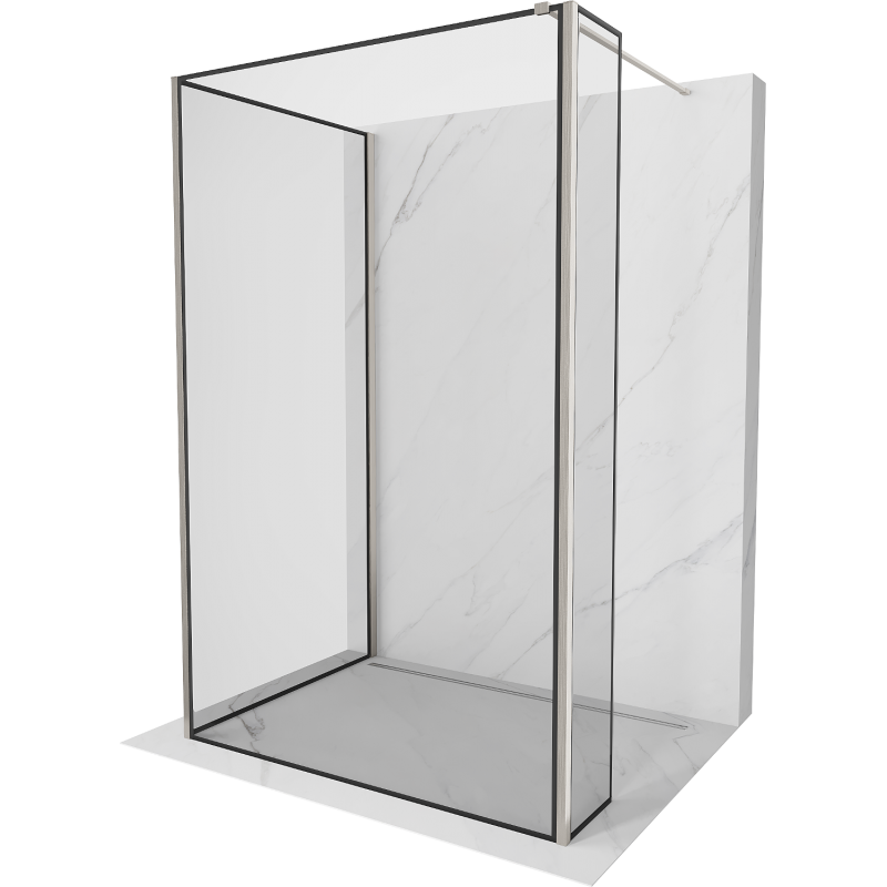 Mexen Kioto Walk-in zuhanyfal 120 x 80 x 40 cm, fekete minta, fényes nikkel - 800-120-080-221-97-70-040