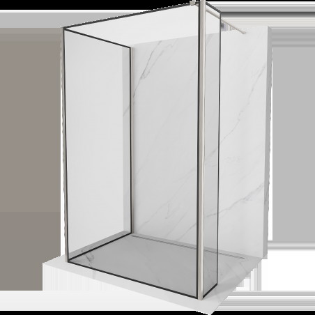 Mexen Kioto Walk-in zuhanyfal 130 x 90 x 40 cm, fekete minta, kefélt nikkel - 800-130-090-221-97-70-040