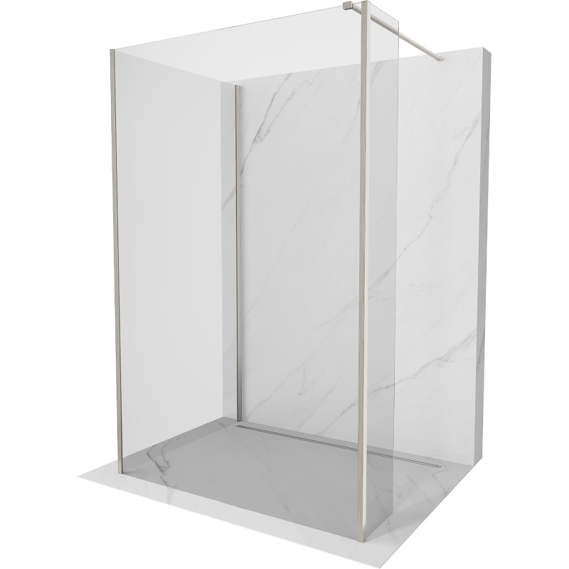 Mexen Kioto Walk-in zuhanyfal 130 x 80 x 40 cm, átlátszó, brushed nikkelezés - 800-130-080-221-97-00-040