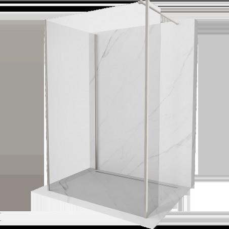 Mexen Kioto Walk-in zuhanyfal 100 x 85 x 40 cm, átlátszó, kefélt nikkel - 800-100-085-221-97-00-040