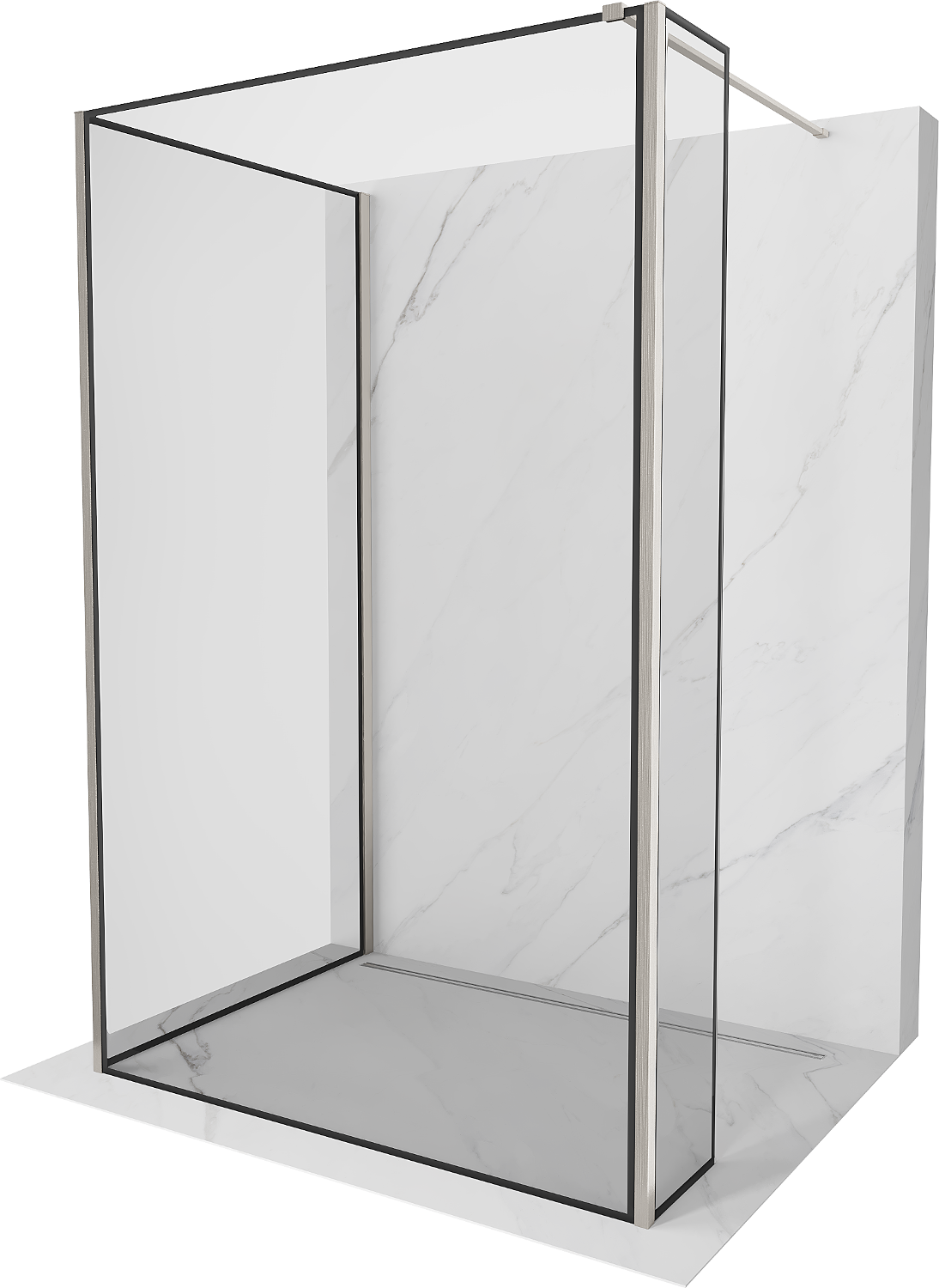 Mexen Kioto Walk-in zuhanyfal 110 x 100 x 40 cm, fekete minta, kefélt nikkel - 800-110-100-221-97-70-040