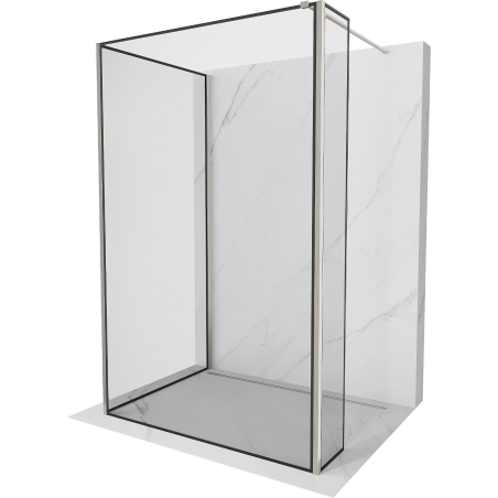 Mexen Kioto Walk-in zuhanyfal 120 x 110 x 40 cm, fekete minta, hajlított nikkel - 800-120-110-221-97-70-040