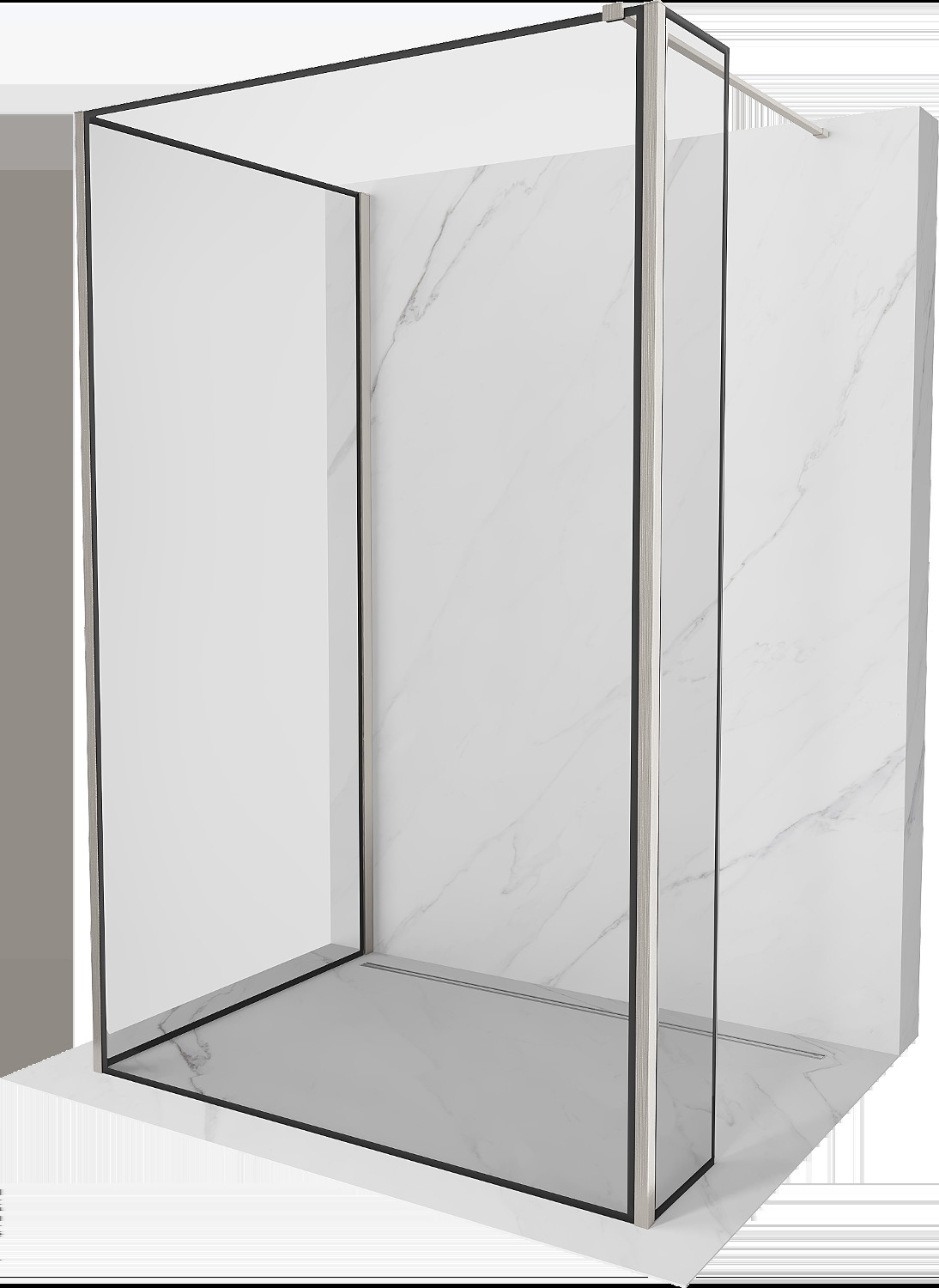 Mexen Kioto Walk-in zuhanyfal 140 x 110 x 40 cm, fekete minta, csiszolt nikkel - 800-140-110-221-97-70-040