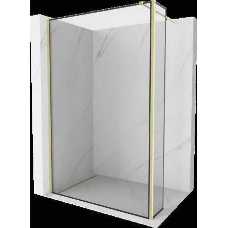 Mexen Kioto Walk-in zuhanyfal 130 x 40 cm, fekete minta, arany kefélt - 800-130-212-55-70-040