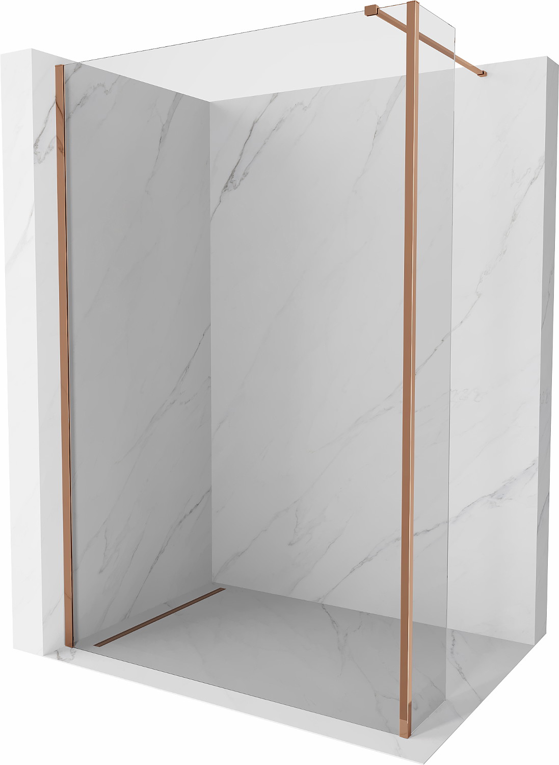 Mexen Kioto Walk-in zuhanyfal 125 x 40 cm, átlátszó, rózsás arany - 800-125-212-60-00-040