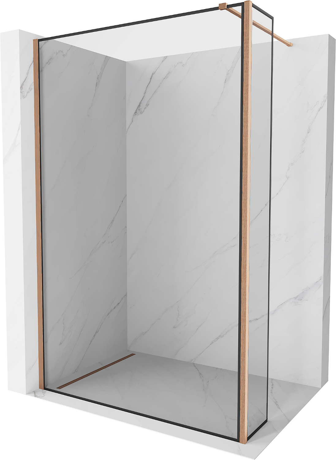 Mexen Kioto Walk-in zuhanyfal 150 x 30 cm, fekete minta, rozsdamentes acél - 800-150-212-65-70-030