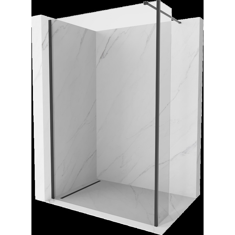 Mexen Kioto Walk-in zuhanyfal 110 x 40 cm, áttetsző, fekete - 800-110-212-70-00-040