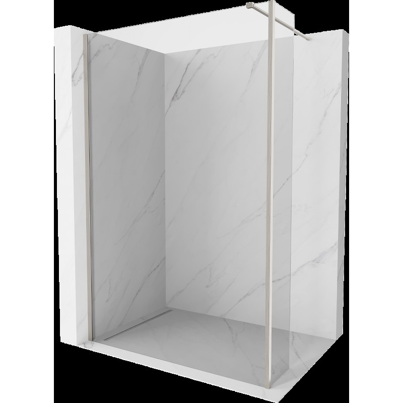 Mexen Kioto Walk-in zuhanyfal 125 x 30 cm, átlátszó, kefélt nikkel - 800-125-212-97-00-030