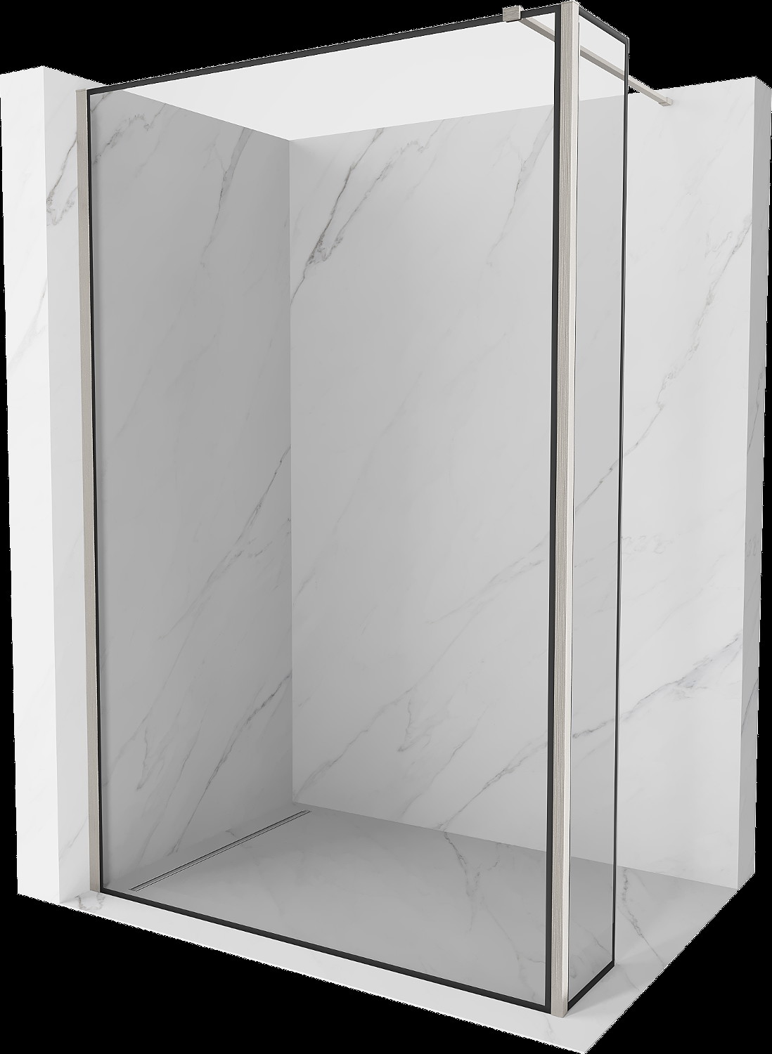 Mexen Kioto Walk-in piszoár 100 x 40 cm, fekete minta, kefélt nikkel - 800-100-212-97-70-040