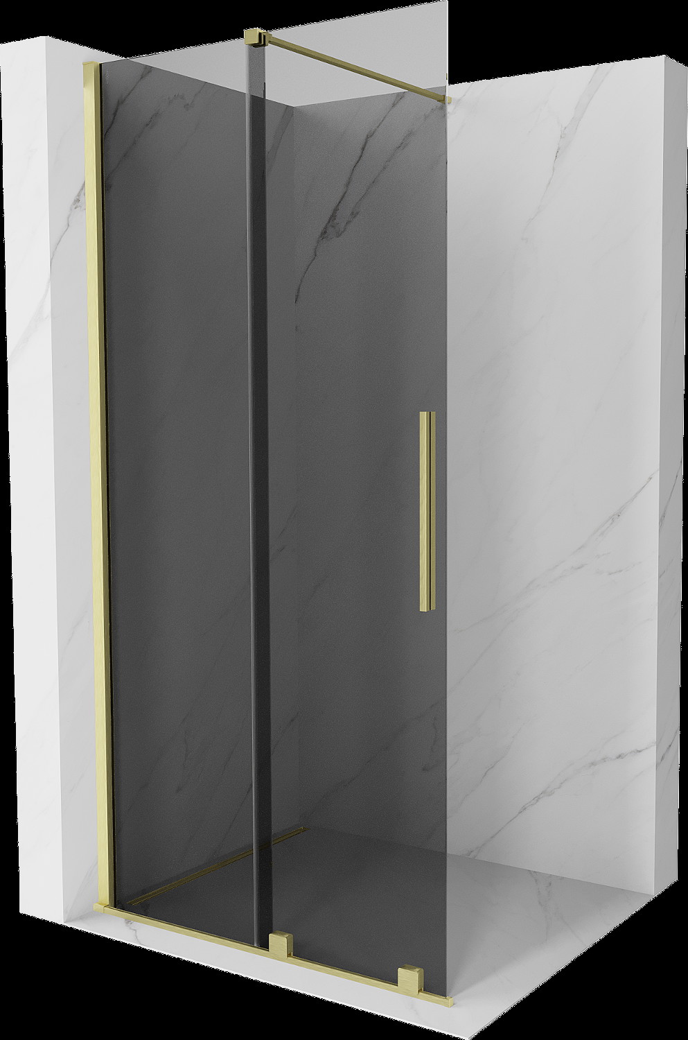 Mexen Velar toló zuhanyfal Walk-in 90 x 200 cm, grafit 8 mm, arany kefélt - 871-090-000-43-55