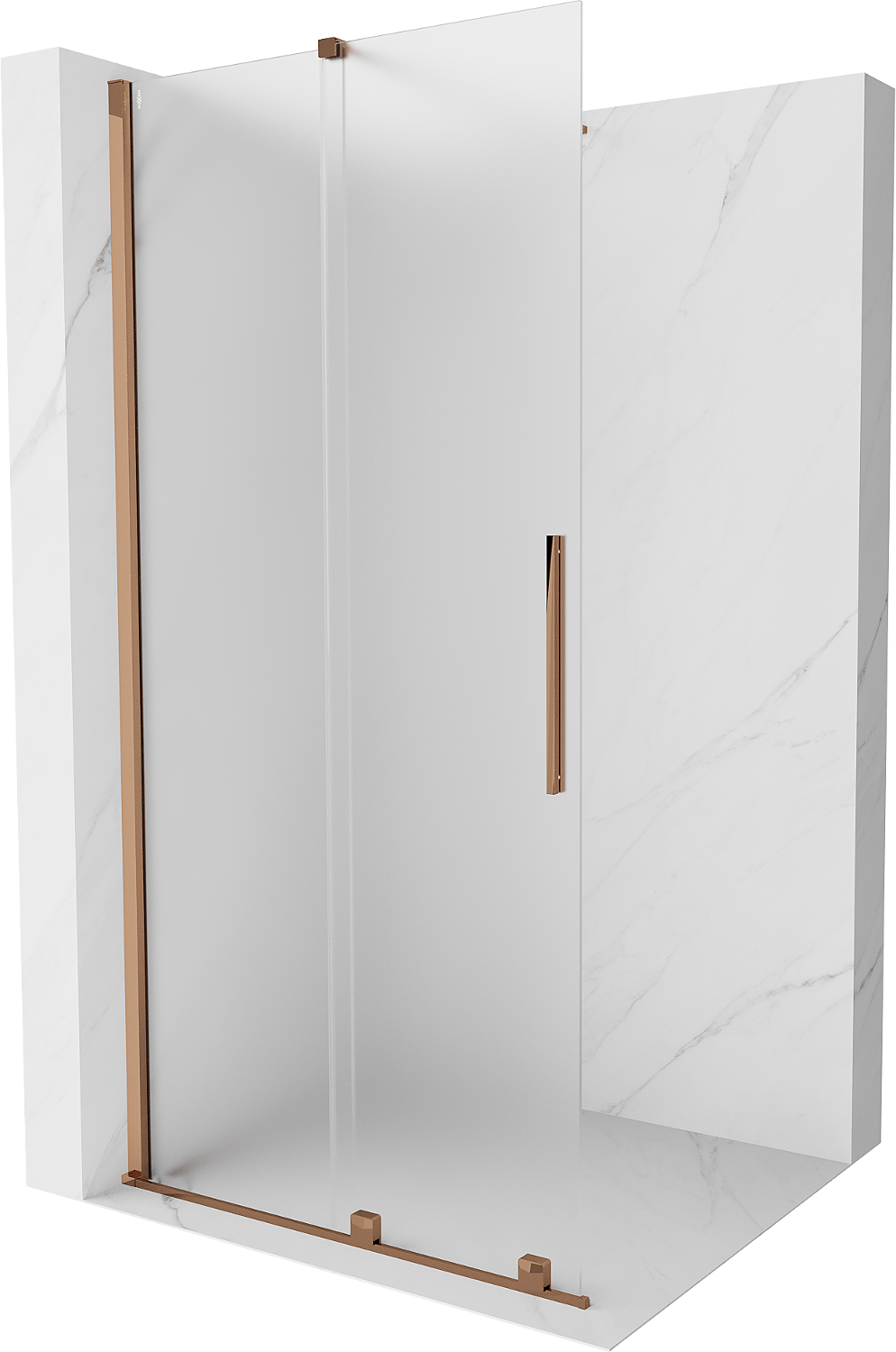 Mexen Velar kihúzható zuhanyfal Walk-in 85 x 200 cm, savmart 8 mm, rózsaarany - 871-085-000-33-60