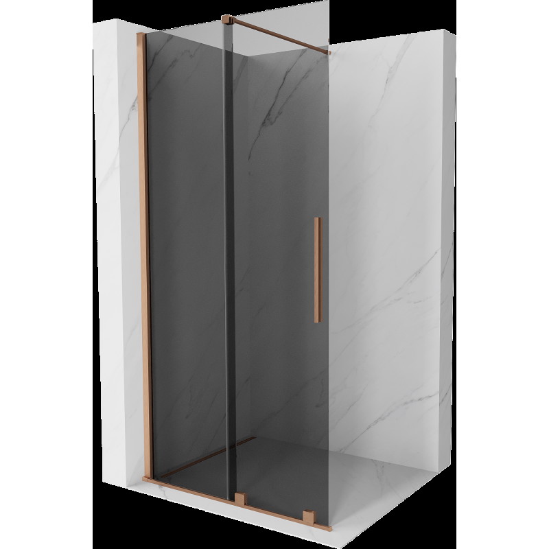 Mexen Velar toló zuhanyfal Walk-in 80 x 200 cm, grafit 8 mm, kefélt réz - 871-080-000-43-65