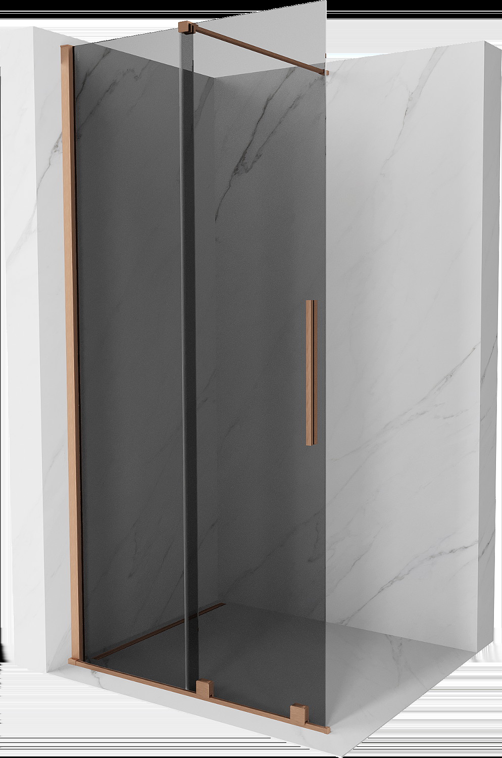 Mexen Velar toló zuhanyfal Walk-in 80 x 200 cm, grafit 8 mm, kefélt réz - 871-080-000-43-65