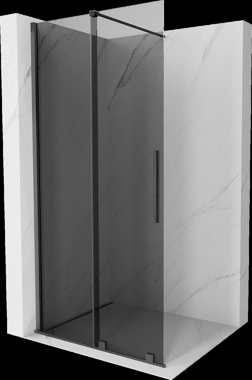 Mexen Velar mozgatható zuhanyfal Walk-in 75 x 200 cm, grafit 8 mm, gun gray csiszolt - 871-075-000-43-66