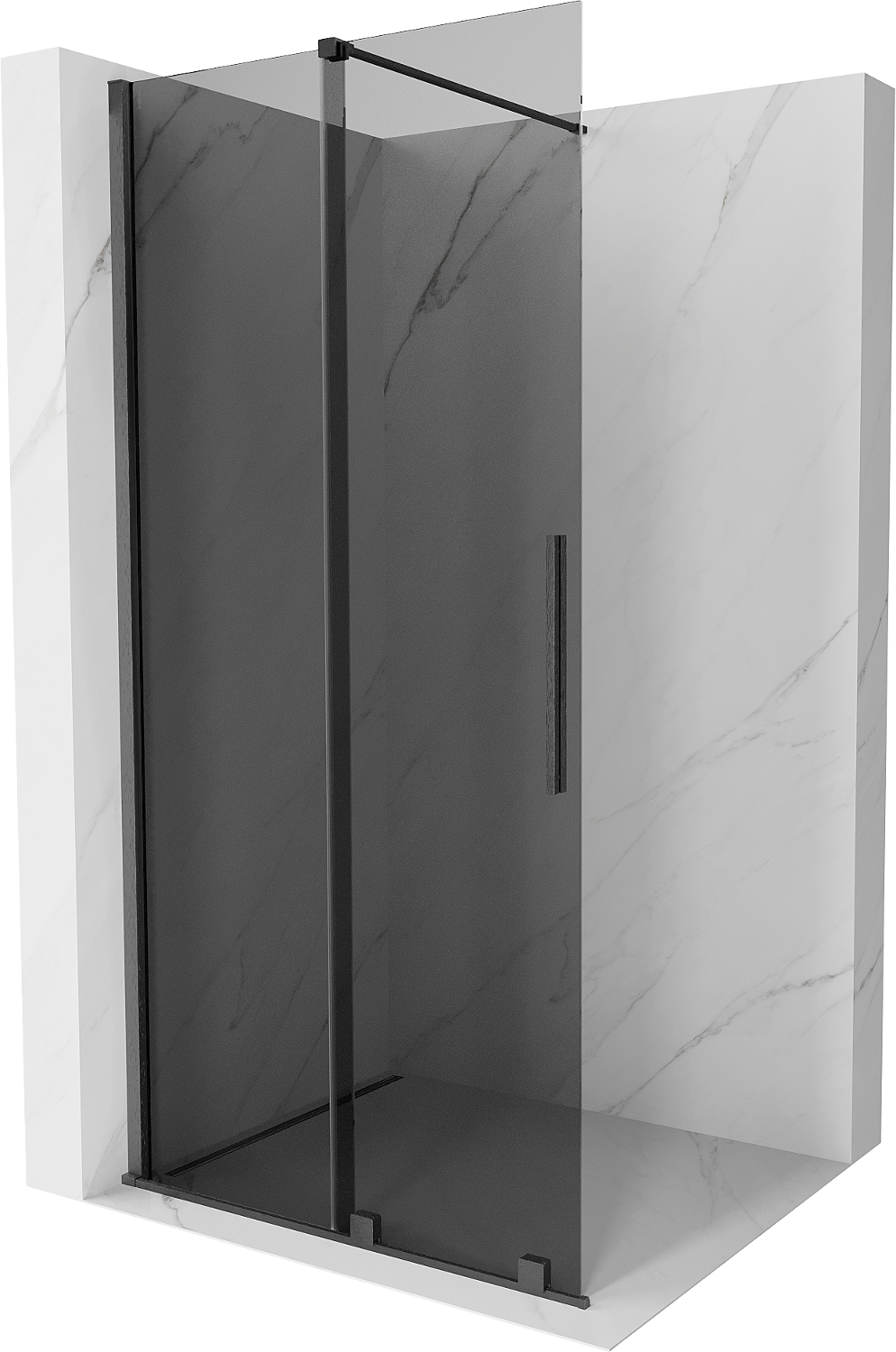 Mexen Velar zuhanykabin tolóajtós Walk-in 85 x 200 cm, grafit 8 mm, gun gray kefélt - 871-085-000-43-66